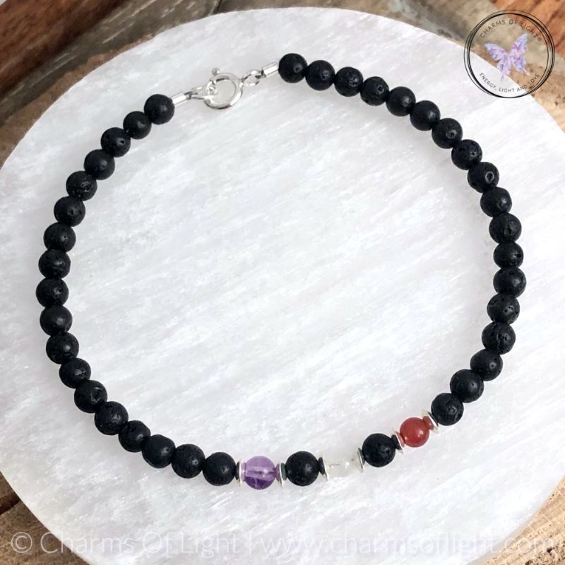 Men's Lava Stone Birthstone Bracelet